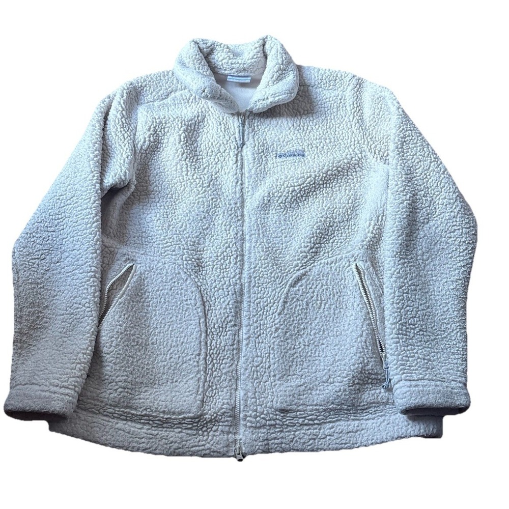 Columbia Womens Medium Cream Fire Side Sherpa Fleece Full Zip Cozy Soft Pullover